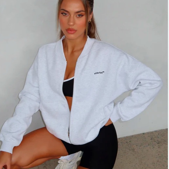 White fox  Zip Front Sweater Cream - Picture 3 of 5